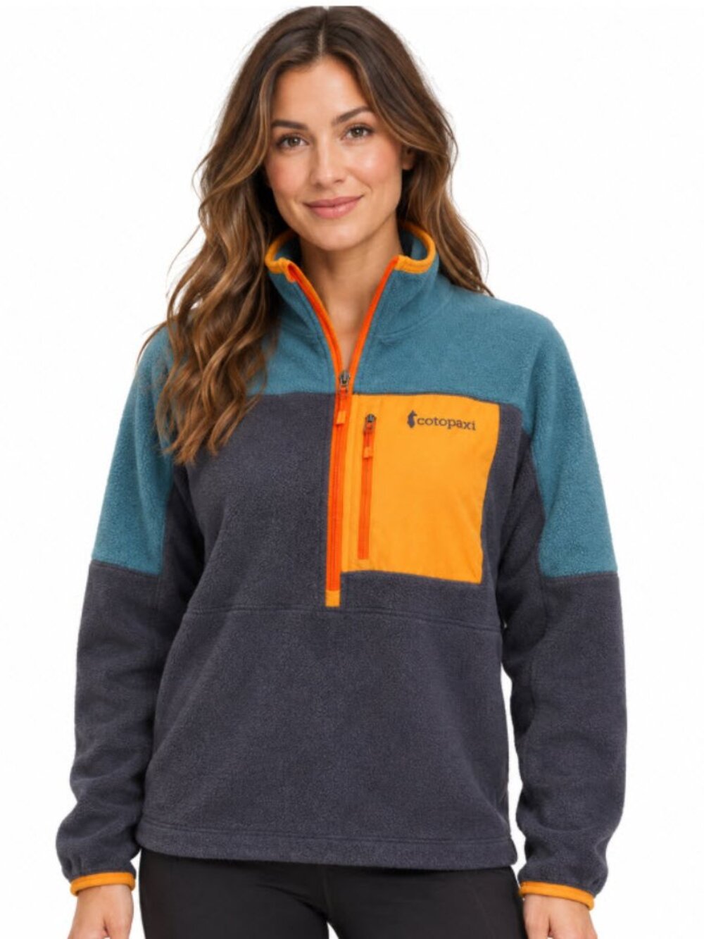 Cotopaxi Women’s Colourblock Half-Zip Fleece Teal Purple Orange Size S Gorpcore